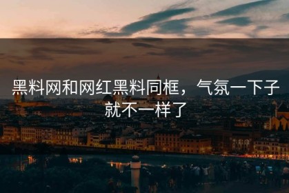 黑料网和网红黑料同框，气氛一下子就不一样了