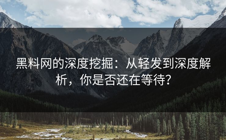 黑料网的深度挖掘:从轻发到深度解析,你是否还在等待? 黑料网的深度挖掘:从轻发到深度解析,你是否还在等待?